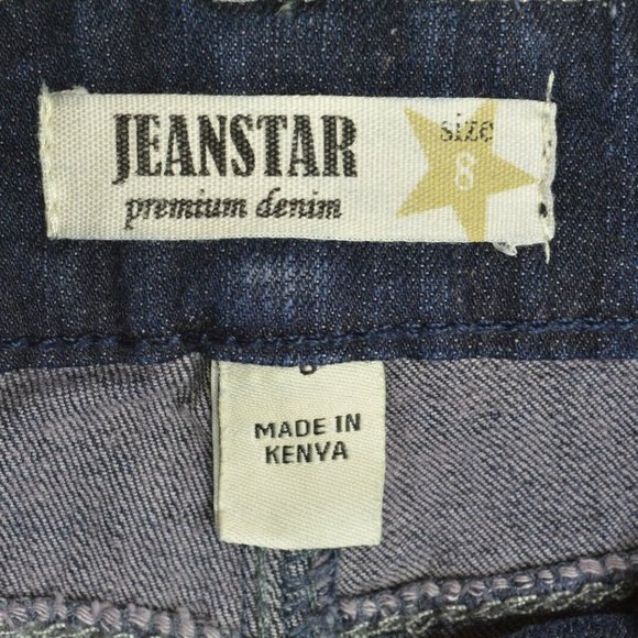 JEANSTAR Size 8 Womens STRAIGHT Leg STRETCH Dark Wash LOW RISE Denim Blue Jeans - Picture 4 of 9